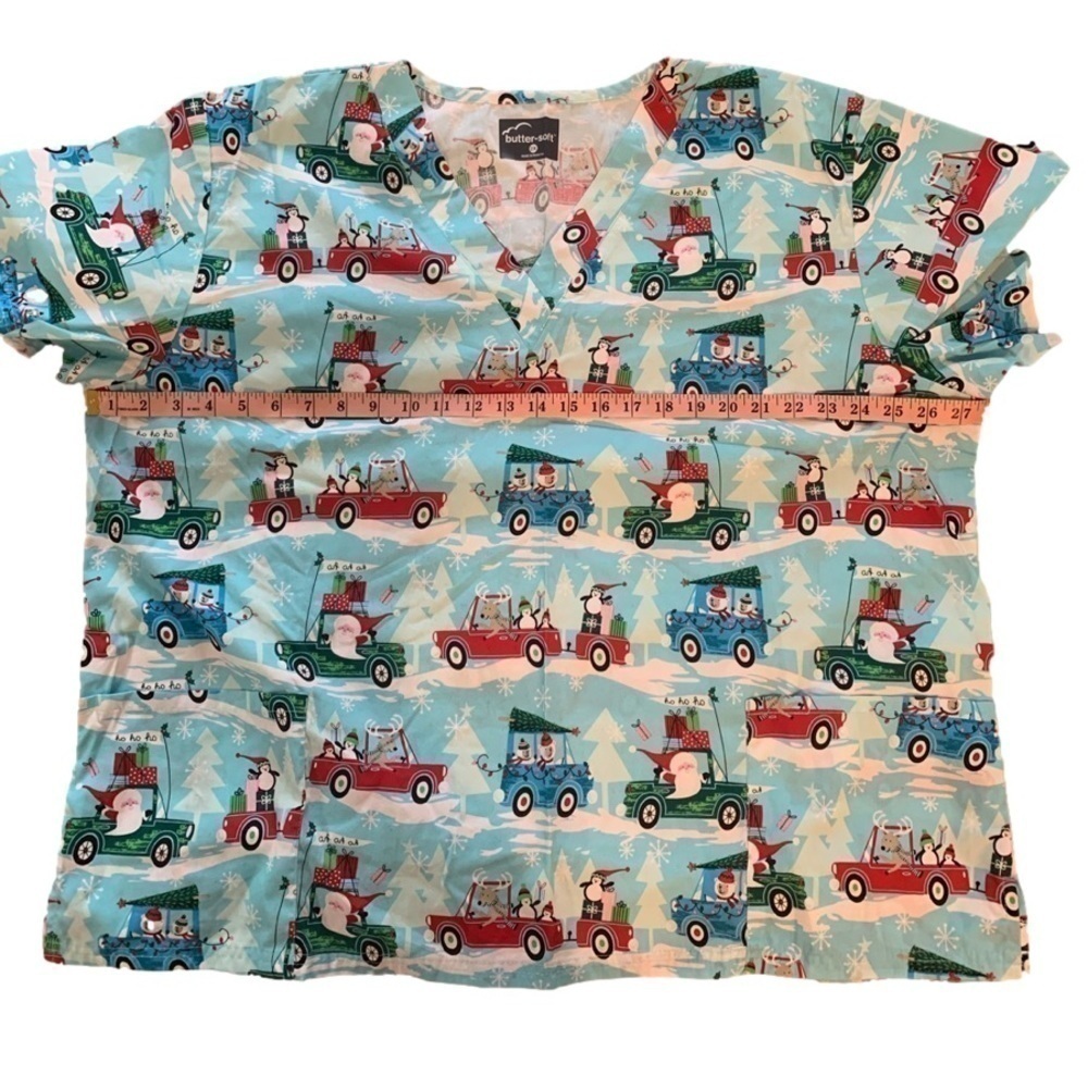 Uniform Advantage Christmas Holiday Santa Scrub Medical Butter Soft Top — image 3 of 6